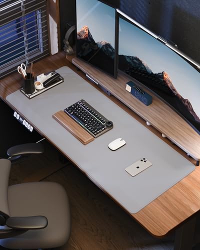 Leather Desk Pad Protector-48 x 24" Computer Desk Mat, Large Mouse Pad, Non-Slip Desk Pad, Waterproof PU Leather Desk Blotter Mat, Desk Cover Mat for Office and Home (Light Grey) - Image 6