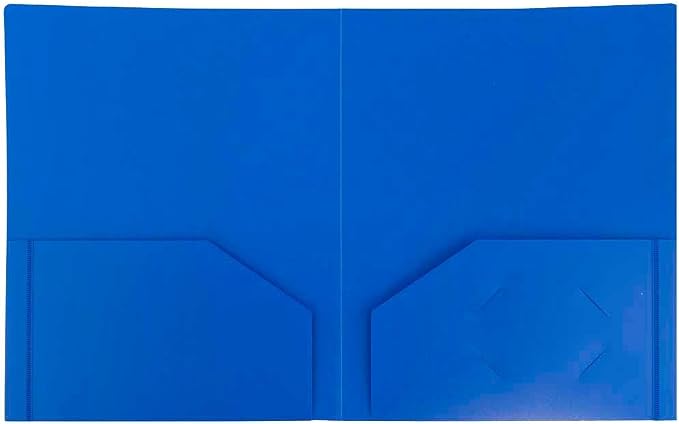 JAM PAPER Heavy Duty Plastic 2 Pocket Extra Tough School Folders - Blue - Bulk 48/Pack - Image 2
