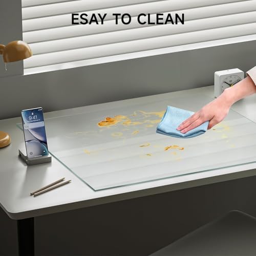 VASUHOME 32" x 20" Clear Tempered Glass Desk Mat - Multi-Functional Desk Pad for Keyboard and Monitor Protection, Dry Erase Surface, Ideal Table Top Protector for Home & Office - Image 4