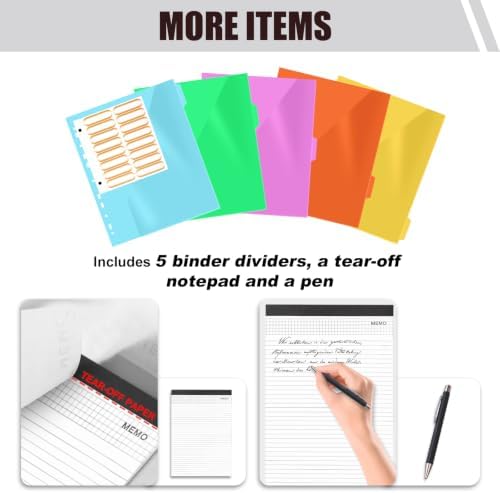 Padfolio Portfolio Binder with Handle, 3-Ring Folder Organizer, Vegan Leather Portfolio with Notepad Includes 5 Dividers with 10 Pockets for Documents Filesfor Documents Files and 1 Pen - Image 3