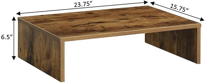 Pemberly Row Small Monitor Riser for TVs up to 23", Particle Board with Melamine Veneer, Nutmeg Finish, 23.75 in x 15.75 in x 6.5 in, Contemporary TV Stand Accessory with Storage Space - Image 5