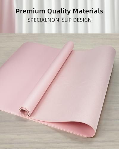 AFIING Large Desk Mat 55" x 24" - PU Leather Desk Pad Protector, Waterproof Non-Slip Extended Mouse Pad for Office Desk, Keyboard, Laptop and Home Workspace (Light Blue) - Image 2