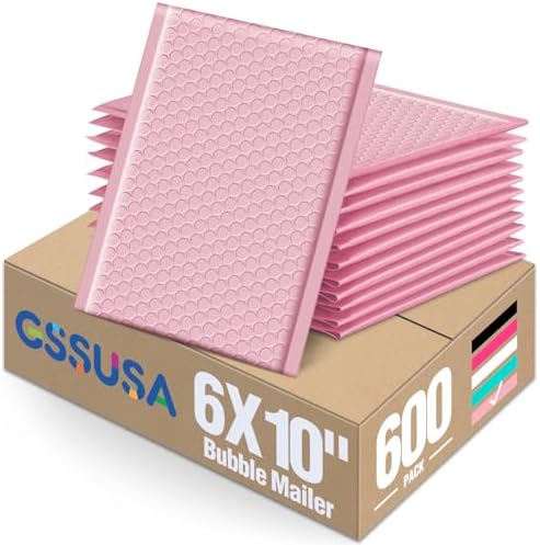 GSSUSA Light Pink Bubble Mailers 6x10" 600 Pack Padded Envelopes Self Seal by GSSUSA