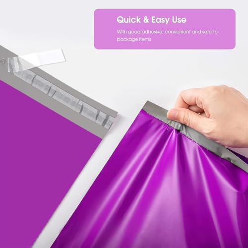 Metronic Poly Mailers 12X15.5 500Pack, Strong Adhesive Shipping Envelopes for Clothing, Waterproof Shipping Bags for Small Businesses, Flexible Mailers Poly Bags Packages Bags Purple - Image 3