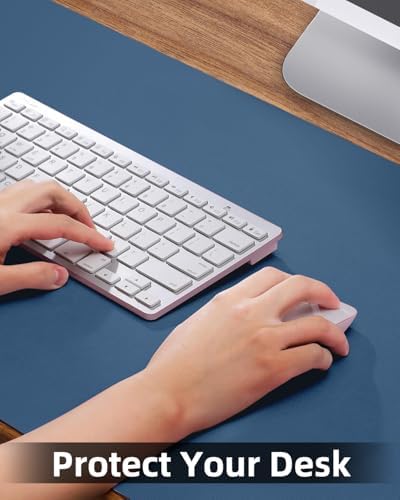 Leather Desk Pad Protector, Large Desk Mat, Mouse Pad, Non-Slip PU Leather Desk Blotter,Desk Cover mat,Desk mat for Keyboard and Mouse,Mat for Office&Home (Grey Blue, 48" x 17") - Image 3