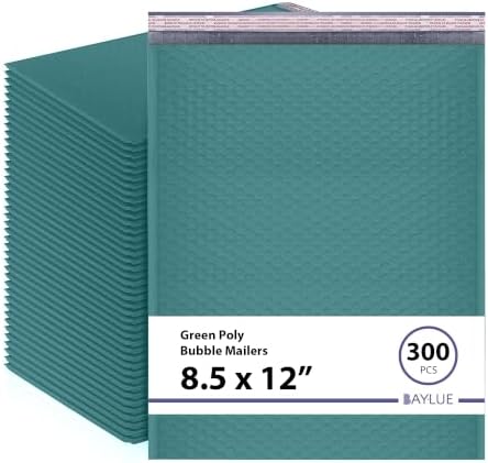 Green Bubble Mailers 8.5x12, Self Seal Poly Padded Envelopes #2, 300 Pack by BAYLUE