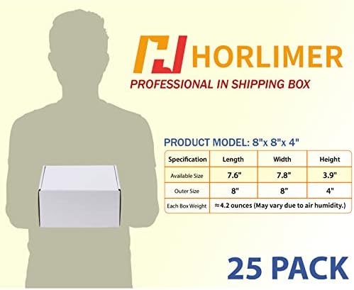HORLIMER 8x8x4 inches Shipping Boxes Set of 25, White Corrugated Cardboard Box Literature Mailer - Image 2