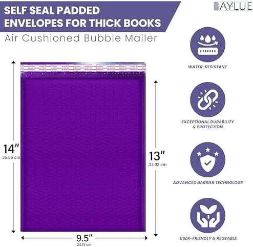 Purple Bubble Mailers 10x13, Self Seal Poly Padded Envelopes, 100 Pack Bulk - Image 2