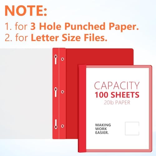 Feifeiya 48 Pack Plastic Report Covers with 3 Prongs Presentation Folders Bulk, 100 Sheet Capacity, Clear Front Report Covers for Presentation Document Paper School Office Supplies (Colorful) - Image 3