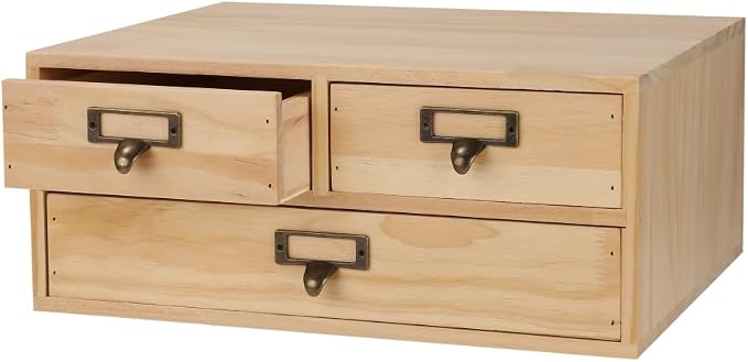 Wooden Drawers Apothecary Cabinet Wood Desktop Organizer Box | Vintage Wooden Storage Box for Apothecary Drawers, Countertop Organizer with Drawer for Library Card Catalog Cabinet by Unknown