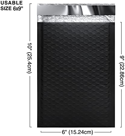 METRONIC Bubble Mailers 6x10" Padded Envelopes Black 300 Pack Waterproof - Image 2