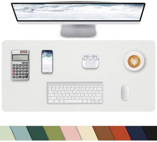 PULeather Non-Slip Desk Mat, Large Mouse Pad & Laptop Desk Pad - Waterproof Writing Pad for Office & Home (Ivory White, 35.4" x 17") by cebowa