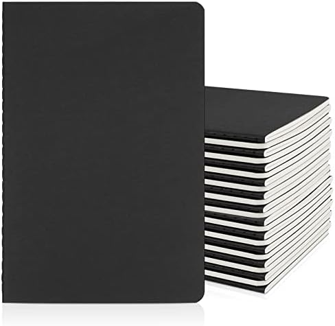 EUSOAR College Ruled Notebook, 24pcs A5 5.5"x8.3" 60 Pages Soft Cover Black Lined Subject Journal Notebooks, Writing Note Pads Sketchbook Memo, for Business Office Work Note Taking by EUSOAR