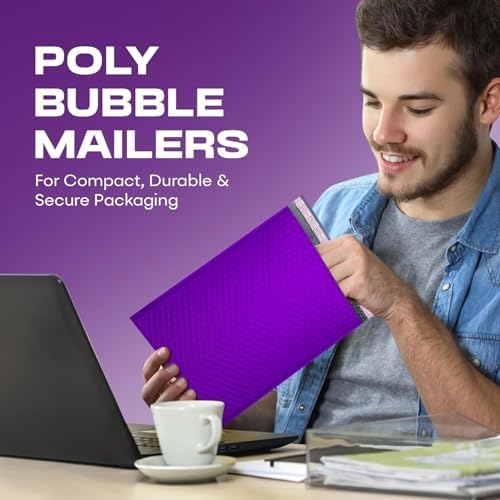 Purple Bubble Mailers 12x15, Self Seal Poly Padded Envelopes, 50 Pack - Image 6