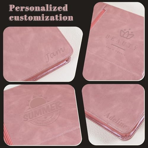 AZXCG Personalized Leather Portfolio,Free Engraved Name,Padfolio for Women Organizer with Zippered, A4 Notepad Holder, Portfolio with Handle,Business Portfolio with A4 Writing Pad,Gift for Men&Women - Image 5