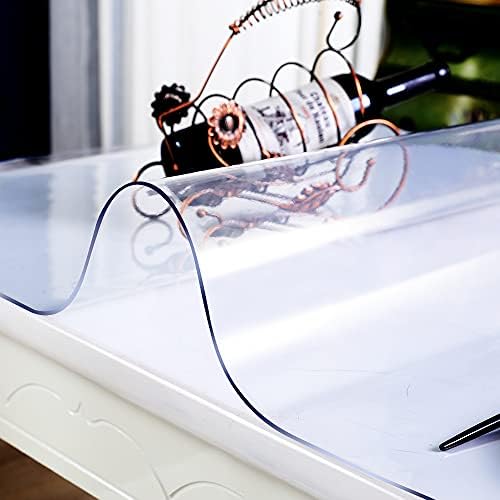 28x108 Clear Plastic Dining Table Protector Tablecloth Desk Pad Mat Wooden Furniture Coffee End Bar Pub Banquet Dinner Table Cloth Top Protection Countertop Cover Waterproof Rectangular PVC Vinyl - Image 2