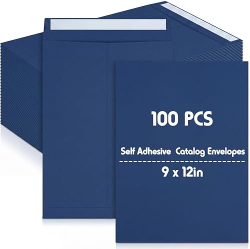 100 Pcs 9''x12'' Catalog Envelopes Self Adhesive Manila,Navy Blue by Janlaugh