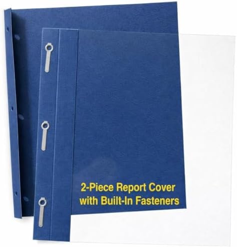 Letter Size Clear Front 2-Piece Report Cover with 3 Built-in Fasteners, 150 Sheet Capacity, Style A6LF Premium Dark Blue (25) by Unknown