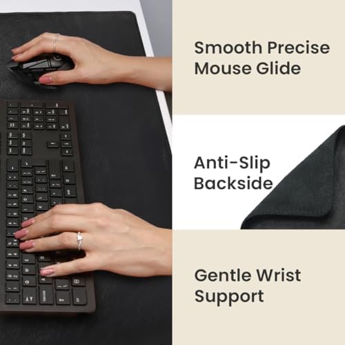 Full Grain Leather Desk Pad, Black, L (27.6 x 11.8 inch) - Image 5