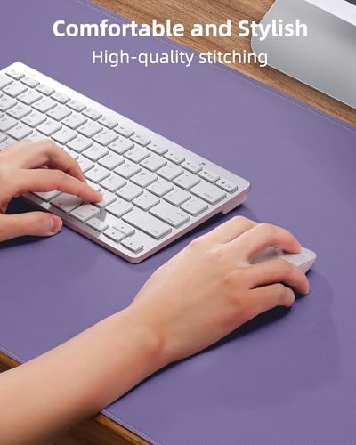 Leather Desk Pad Protector,Desk Mat,Large Mouse Pad, Non-Slip Desk Pad, Waterproof PU Leather Desk Blotter Mat, Desk Cover for Office and Home (Light Purple, 36" x 17") - Image 3