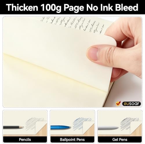 EUSOAR Blank Page Notebook, 12pcs A5 5.5"x8.3" 60 Pages Soft Cover Kraft Ruled Subject Journal Notebooks, Writing Note Pads Sketchbook Memo Composition,for School Office College Work Note Taking Diary - Image 4