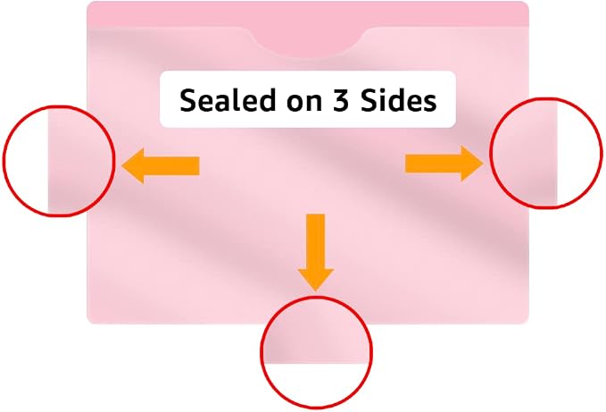 Pink Vinyl Pocket Folders, Doctor Stuff, Closed Sides, Letter Size, Clear Front Top Loading Job Jacket, Documents Holder for Office, High School and Medical Files, Pack of 25 - Image 3
