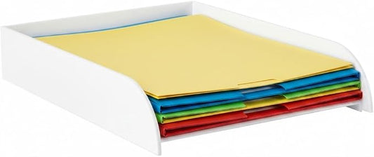 OSCO High Gloss White Plastic Stacking Letter Tray | A4 | Easily Stackable | Desk File Organiser | Paper Storage | Office Document Sorter | Paperwork Filing | No Risers Required | H6 x W24.5 D33 cm by Osco