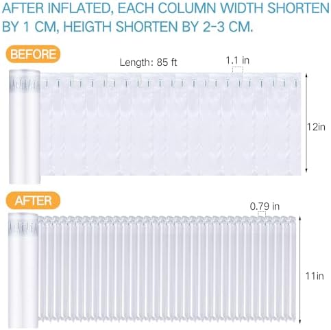 PerKoop 12''x85' Inflatable Air Pillows for Shipping Large Bubble Cushioning Wrap Packing with Pump Bubble Cushioning Wrap Roll with Fragile Stickers for Heavy Duty Moving Protection - Image 3