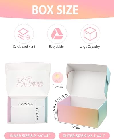 9x6x4 Inch Colored Shipping Boxes, 30 Pack Corrugated Cardboard Box, Mailer Packaging Boxes for Shipping & Storage - Image 2