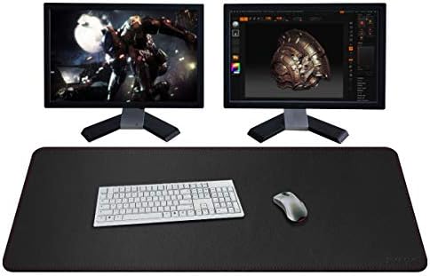ZORESYN XXL PU Leather Desk Mat, 43.3"x19.7", Black by ZORESYN