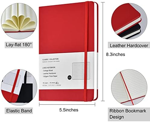 Coopay 24 Pack A5 Journal Notebooks Bulk, 160 Pages, 100GSM Thick Paper, 8.3 x 5.5 inch Hardcover Lined Leather Journals for Writing Office School Business,Bulk Notebook for Work Men Women (Red - Image 2