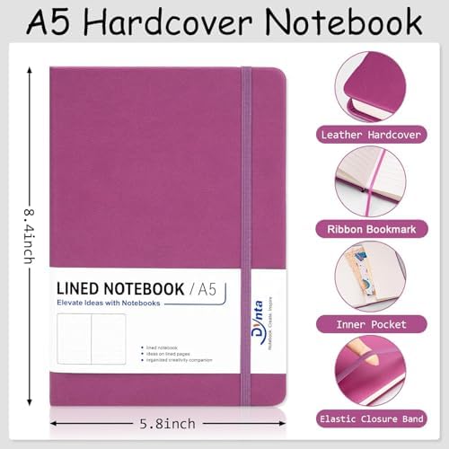 Dynta 20 Pack Hardcover Leather Journal, A5 College Ruled Notebooks - Image 2