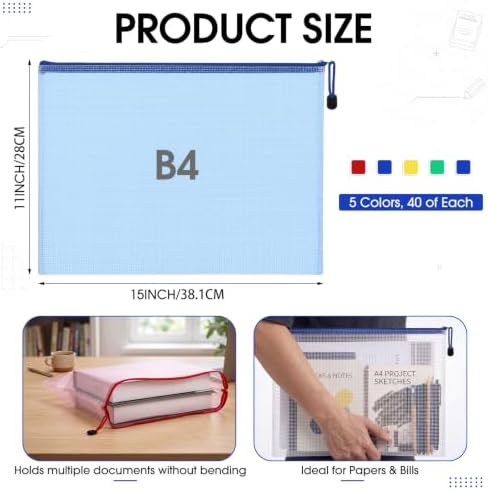 200 Pcs B4 Mesh Zipper Pouch Bags, Mesh Bags with Zipper Bulk, Vibrant - Image 2