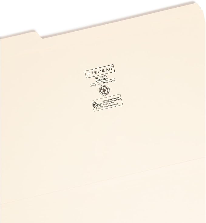 Smead File Folder, Reinforced 1/3-Cut Tab, Legal Size, Manila, 100 Per Box (15434) - Image 3