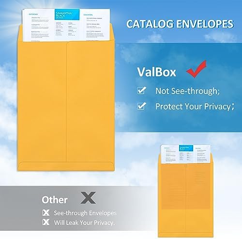 ValBox 6x9 Self Seal Catalog Security Envelopes 250 Count Small Brown Kraft Envelopes for Mailing, Storage and Organizing (Pack of 2) - Image 5