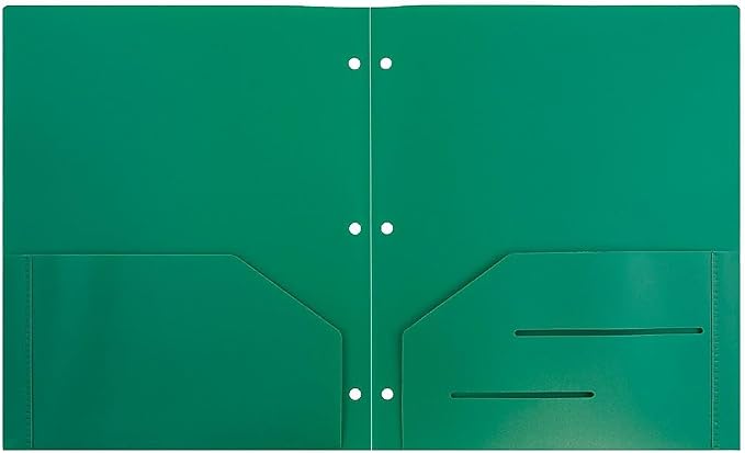 JAM PAPER Heavy Duty Plastic 3 Hole Punch Pocket Folders - Extra Tough School Folders - Green - 6/Pack - Image 4
