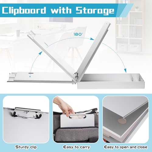 PerKoop 1 Pcs Aluminum Clipboard with Storage, Folder Form Holder - Image 3