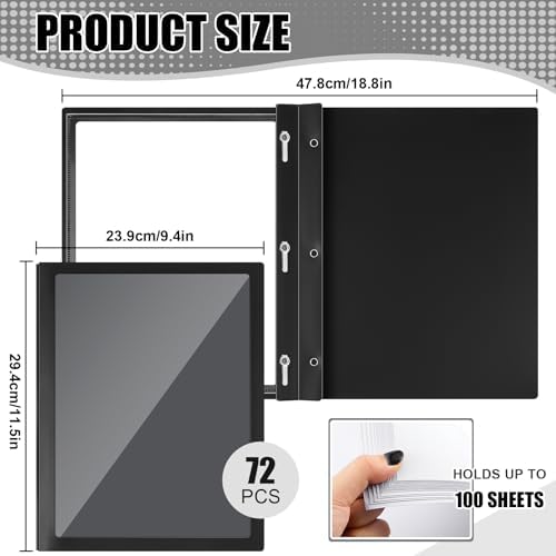 Teling 72 Pcs Report Covers with 3 Prong Presentation Folders, Black - Image 2