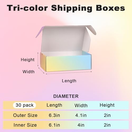 Shipping Boxes Small 6x4x2", 30 Pack Colorful Cardboard Mailer Boxes, Mailing Boxes for Packaging Small Business - Image 2