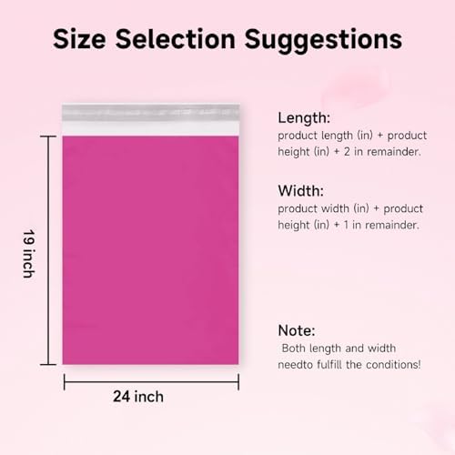 Pink Poly Mailers 19x24, 100 Pack with Strong Self-Adhesive, Ideal for Shipping Clothes, Shoes, Books, Toys, and Small Electronics - Image 3