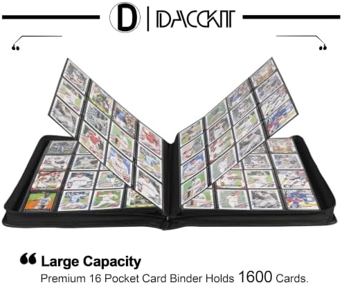 D DACCKIT Card Binder 16 Pocket - Fits 1600 Cards，4X4 Ringless Card Album with Sleeves for Trading Cards & Sports Cards（Model C，Rose Red） - Image 3