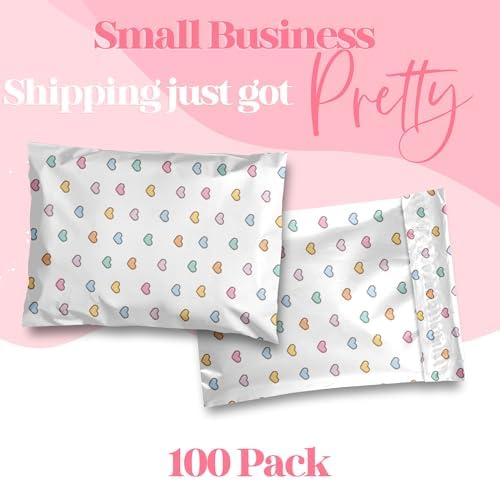 Pretty Package Store Poly Mailers 6x9, Preppy Hearts, 100 Pack - Image 2