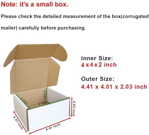 4x4x2'' (Inner Size) Corrugated Mailer, 25 Pack, Cardboard Small Shipping Boxes, Oyster White (CM442-25) - Image 3