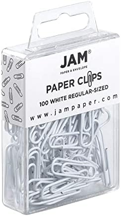 JAM PAPER Colorful Standard Paper Clips - Regular 1 Inch - White Paperclips - 100/Pack - Image 2