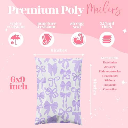 Pretty Package Store Poly Mailers 14.5x19, Purple Bows, 100 Pack - Image 3