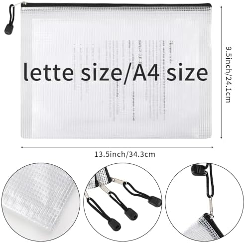 EOOUT 24pcs Mesh Zipper Pouch Bags, Plastic Zipper Bag for Organizing 13.5x9.5 Inches Letter Size, A4 Size, for Office Supplies - Image 2