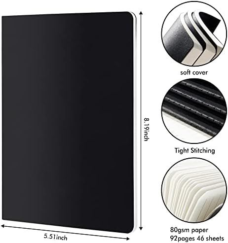 feela 36 Pack Soft Cover Journal Bulk, Lined Blank Travel Journal for Women Men Writing, Notebooks College Ruled for Work, Note Taking Notebook School Business Supplies, 8.2” x 5.5”, A5, Black - Image 2