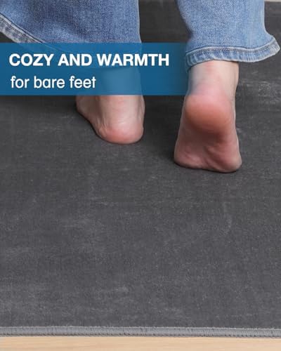 Office Chair Mat for Hardwood Floor, 51"x63" Flannel Fabric Chair Mat for Hard Floors, Non-Slip Under Desk Rug for Rolling Chairs, Soft Floor Protector Area Rug for Home Office, Dark Grey - Image 6