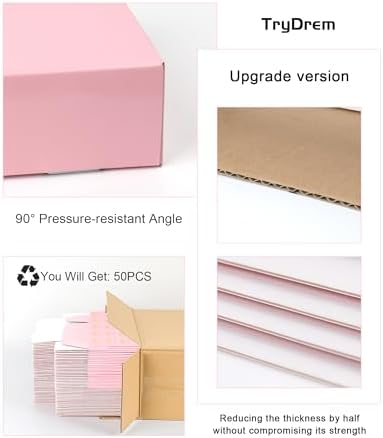 Shipping Boxes 6x6x2 Inch Set of 50, Light Pink Mailer Small Packaging Boxes, Corrugated Cardboard Boxes for Small Business Gift Literature Shipping - Image 3