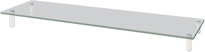Kantek Extra-Wide Glass Monitor Riser with 8mm Tempered Glass Platform and 60-Pound Capacity, Clear Glass (MS380), 3.3" x 39.4" x 10.2" by Kantek